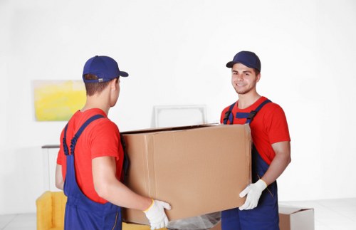 Moving van and packed boxes for a Camberwell home removal