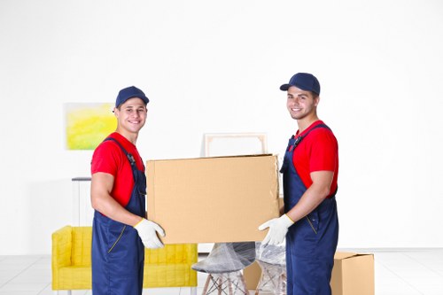 Moving team preparing equipment before a safe van removal