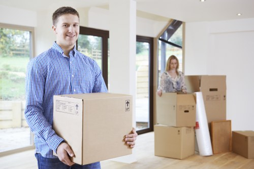 Packed boxes and furniture prepared for a home removal in Camberwell